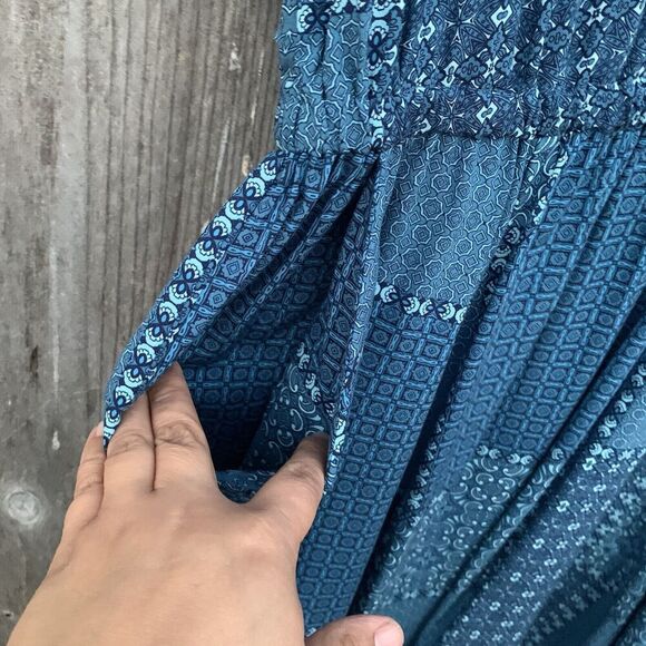 TORRID Dress 2XL Blue Mini Challis Elastic Waist V-Neck Pockets Boho - Picture 7 of 13